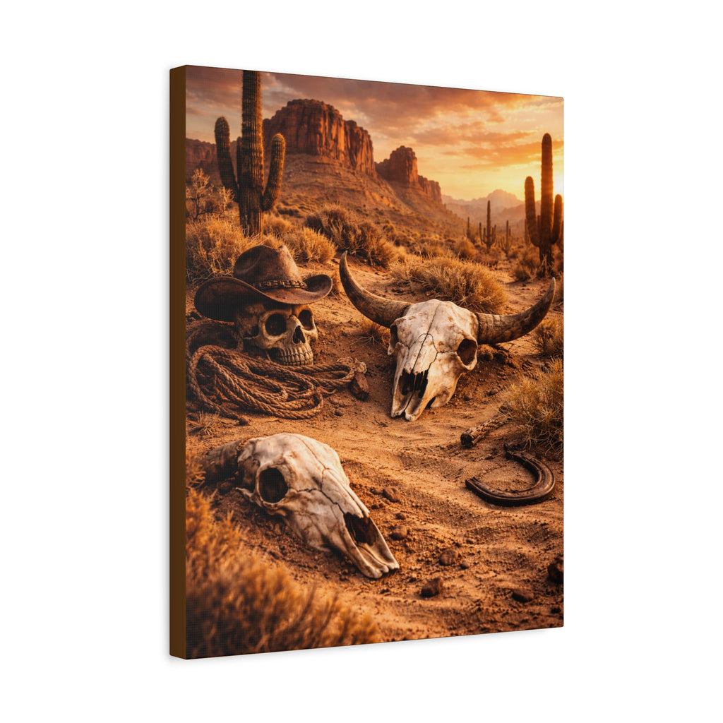 Desert Skull Canvas Art — Western Cowboy Rodeo Wall Decor