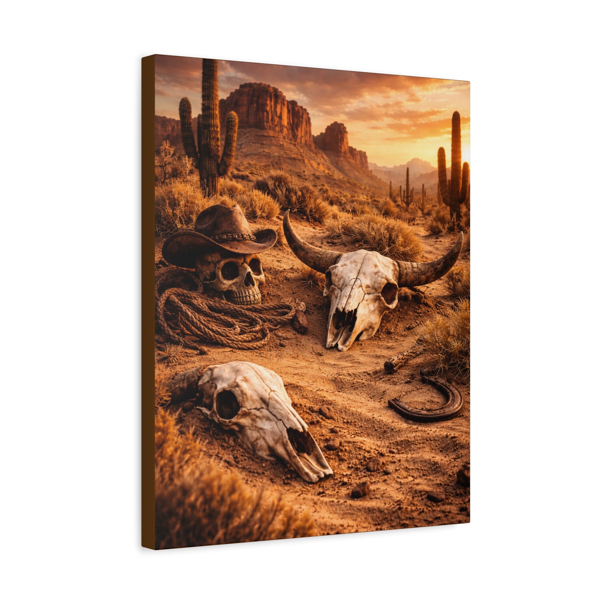 Desert Skull Canvas Art — Western Cowboy Rodeo Wall Decor