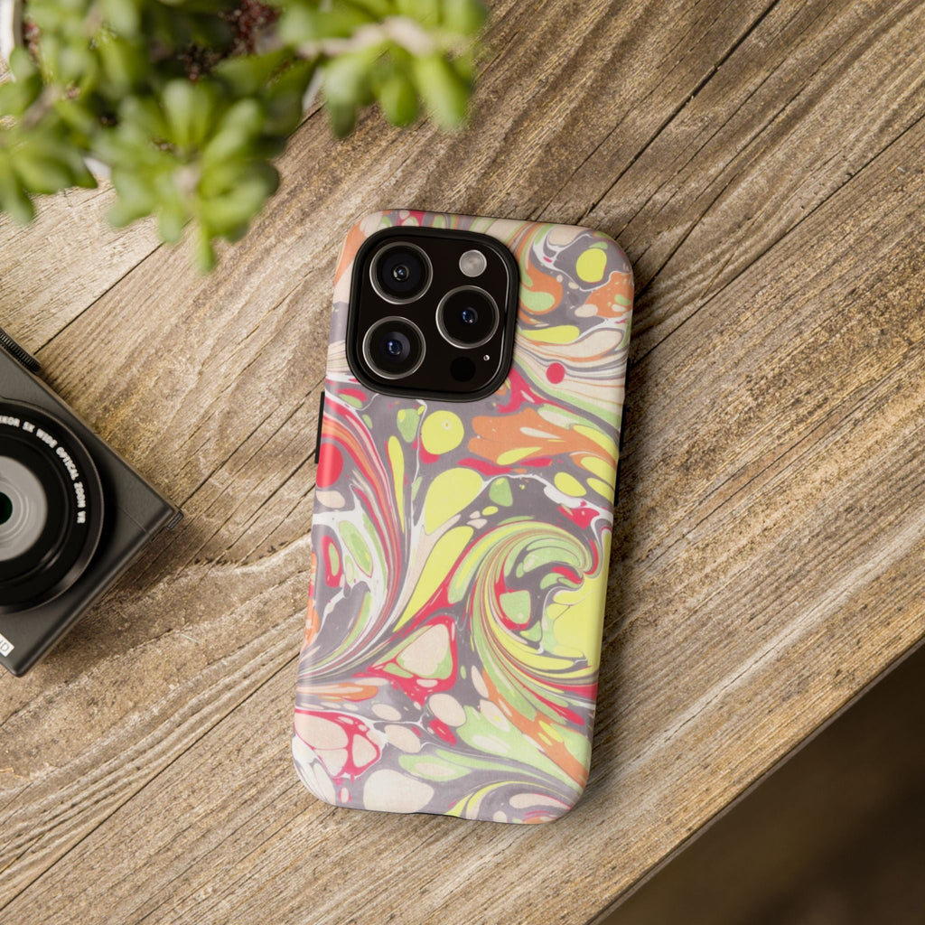 Yellow and Pink Swirl Marbled Italian Phone Case - Dual Layer - Matte or Glossy