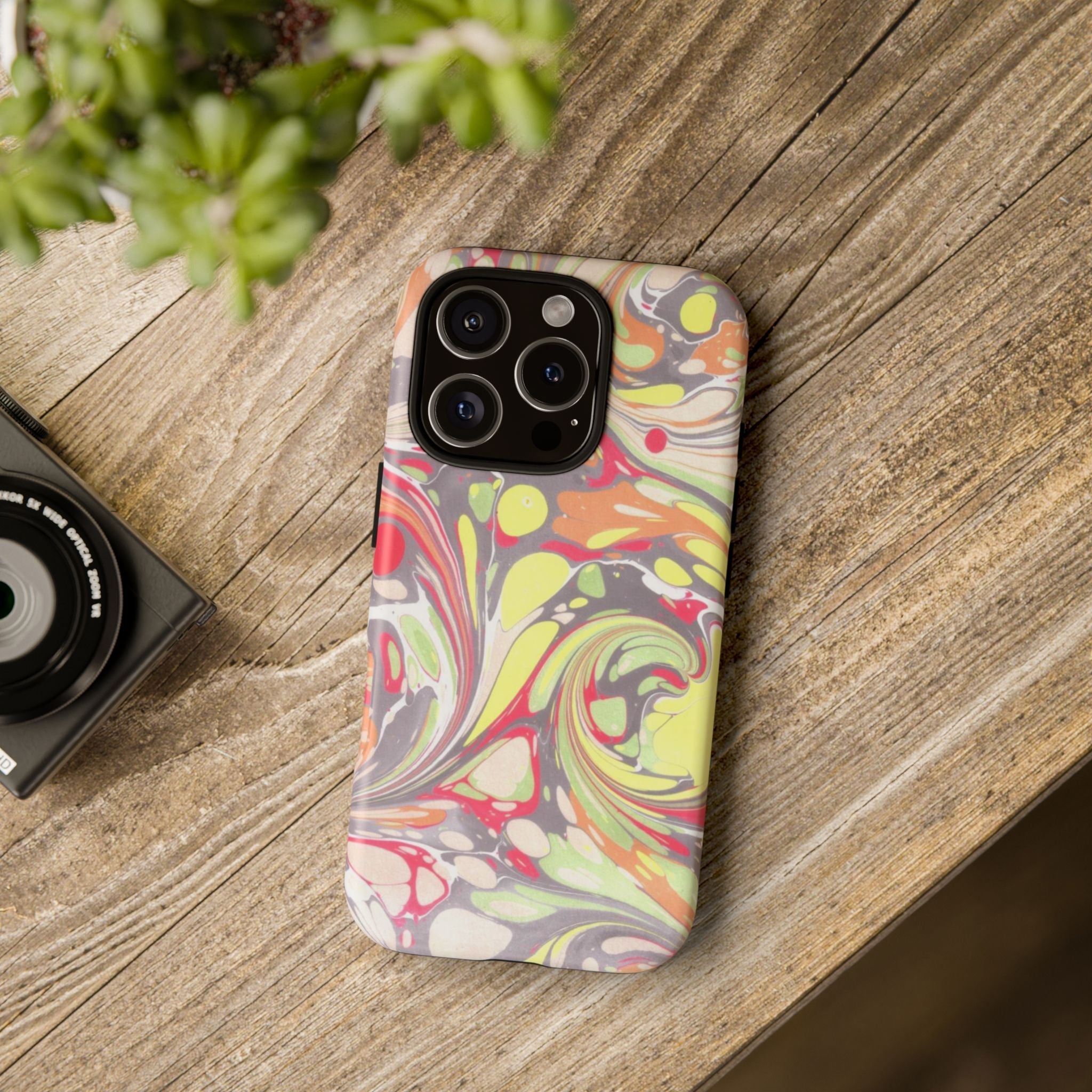Yellow and Pink Swirl Marbled Italian Phone Case - Dual Layer - Matte or Glossy