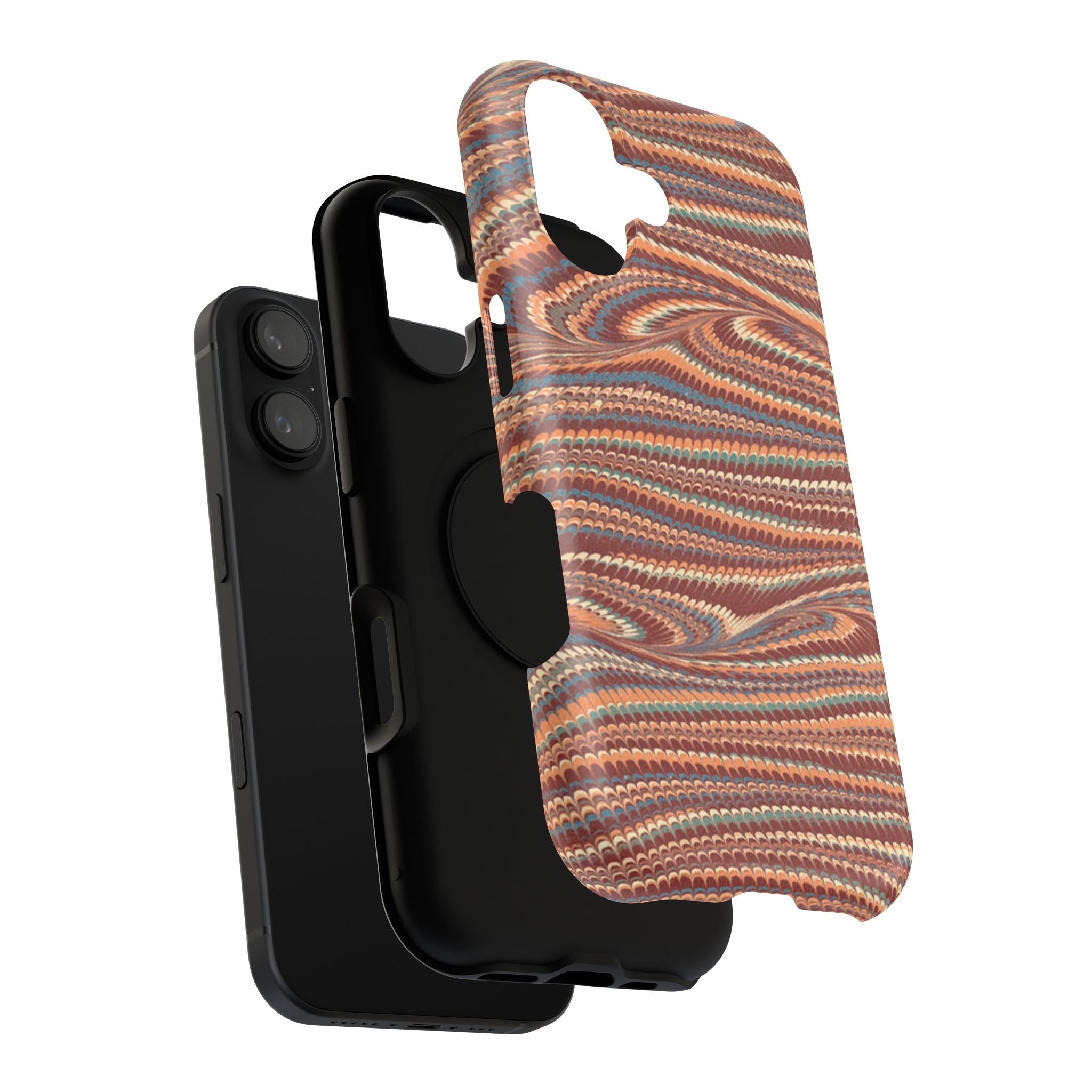 Neutrals Burgundy, Beige, Rust Hues Italian Vintage Marble Design Phone Case for Apple + Samsung