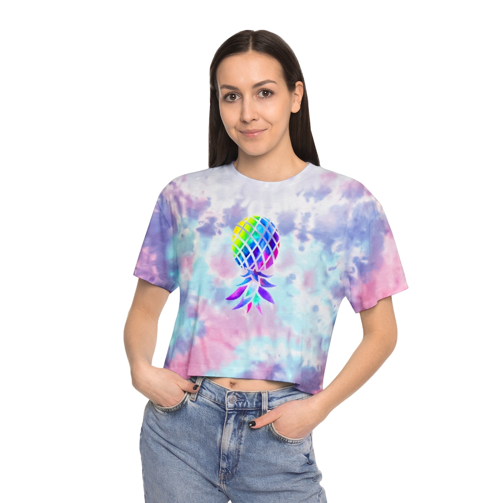 Upside Down Pineapple Women's Tie-Dye Crop Tee