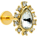16G 5/16 Clear Gem Gold Tone Drop Labret Monroe Tragus