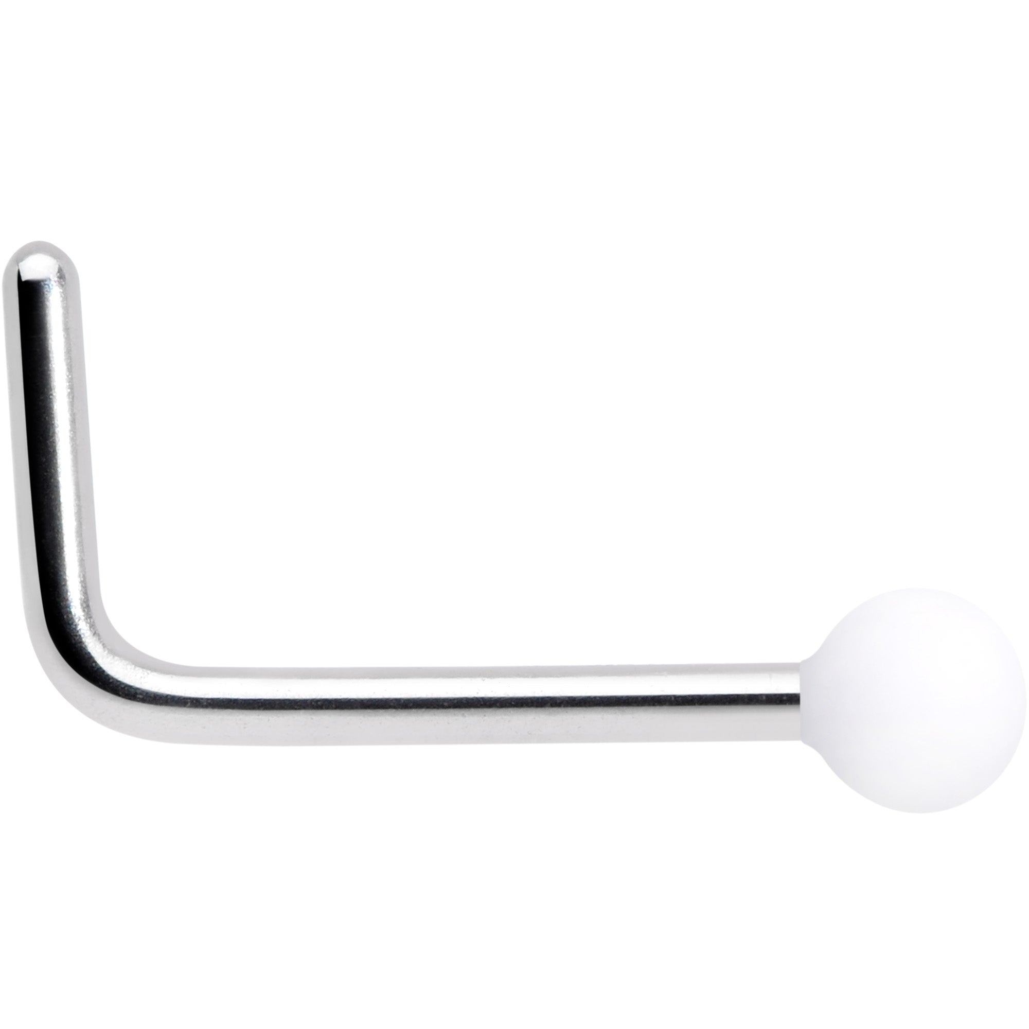 20G 7mm White Matte 2mm L Shaped Nose Ring