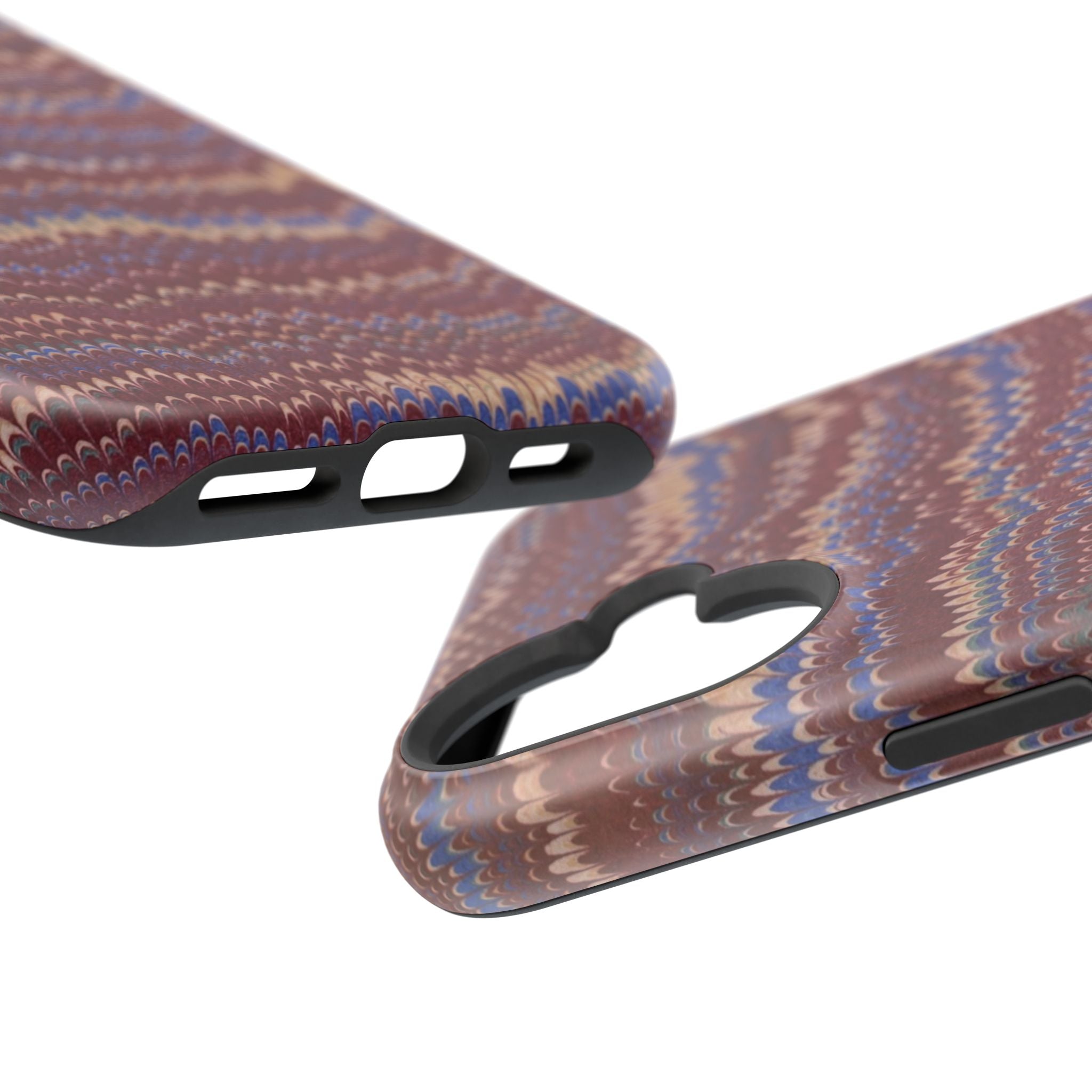 Burgundy and Blue Hues Italian Vintage Marble Design Phone Case for Apple + Samsung
