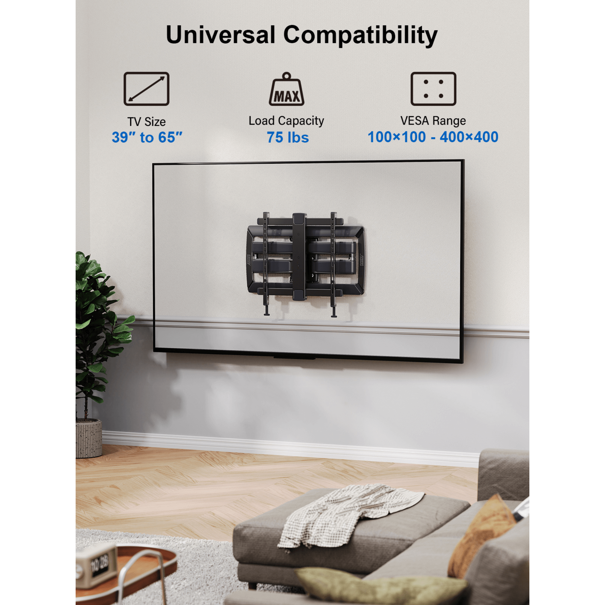 ErgoAV Motion Mount with Dual Arms and IsoTILT Technology for TVs 39" to 65"