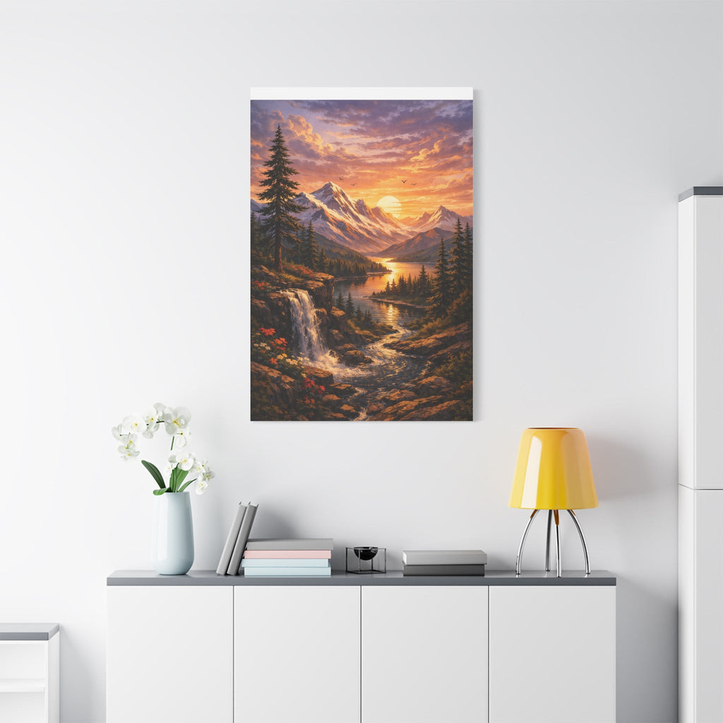 Sunset Mountain Landscape Canvas Print — Stretched Matte Wall Art