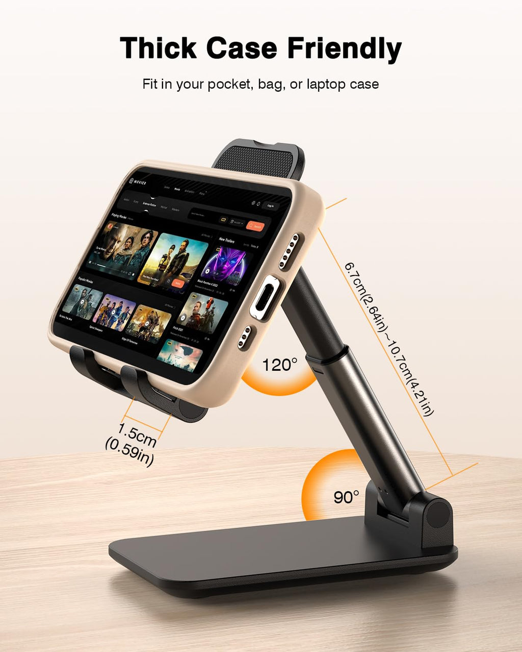 Adjustable Foldable Phone Stand for Desk — Universal Portable Cell Phone Holder for iPhone, Samsung & Nintendo Switch, Office & Home