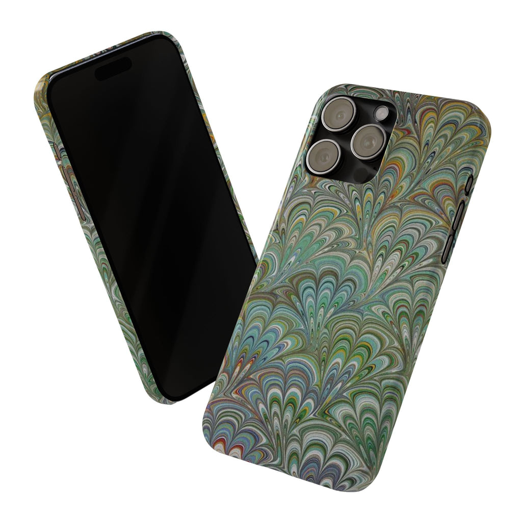 Deep Green Peacock Italian Marbled Design, Italy Feather Phone Case