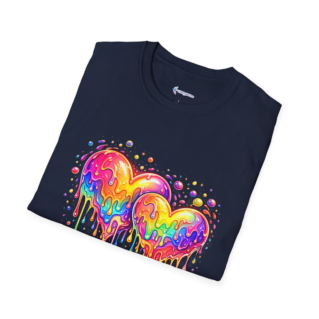 Melting Hearts Tee - Vibrant Double Heart Graphic T-Shirt