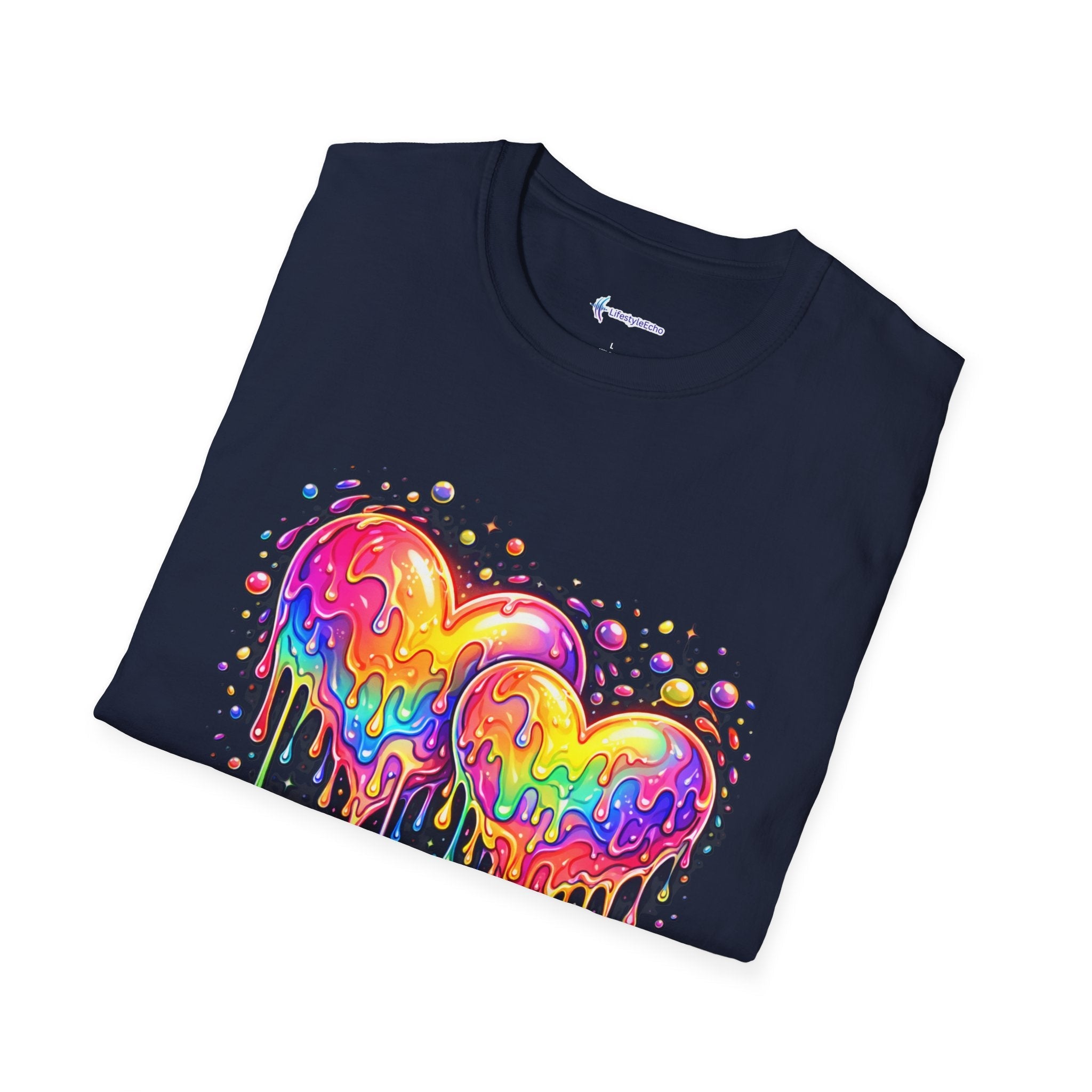 Melting Hearts Tee - Vibrant Double Heart Graphic T-Shirt
