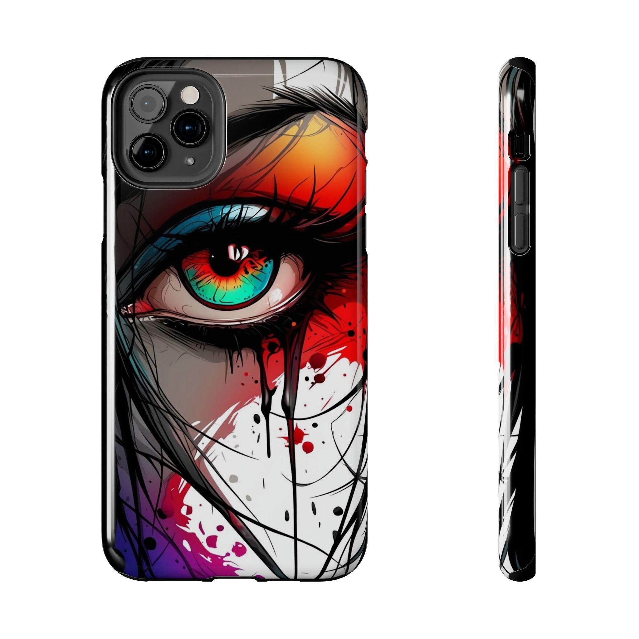Girl Colorful Eye Painted Printed Tough Phone Case for iPhone & Samsung Galaxy - Artistic & Vibrant Design