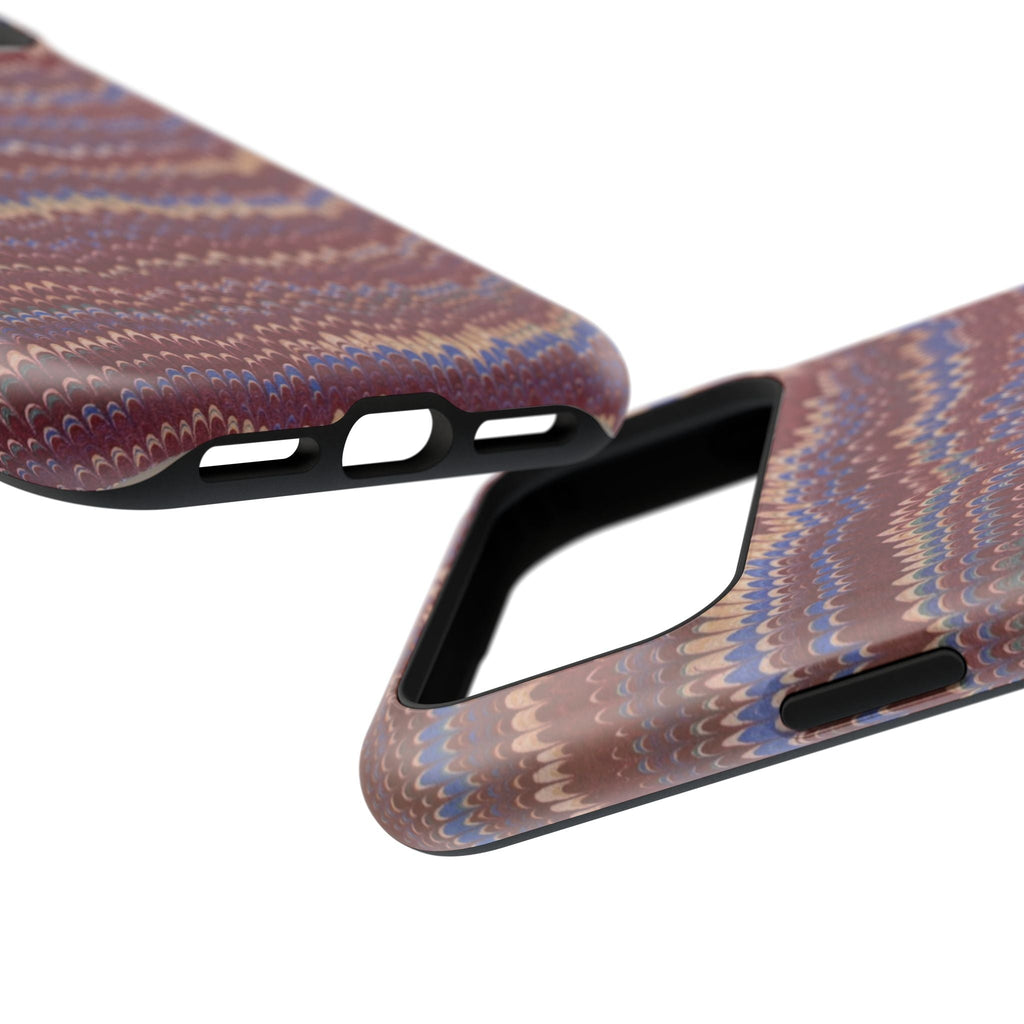 Burgundy and Blue Hues Italian Vintage Marble Design Phone Case for Apple + Samsung