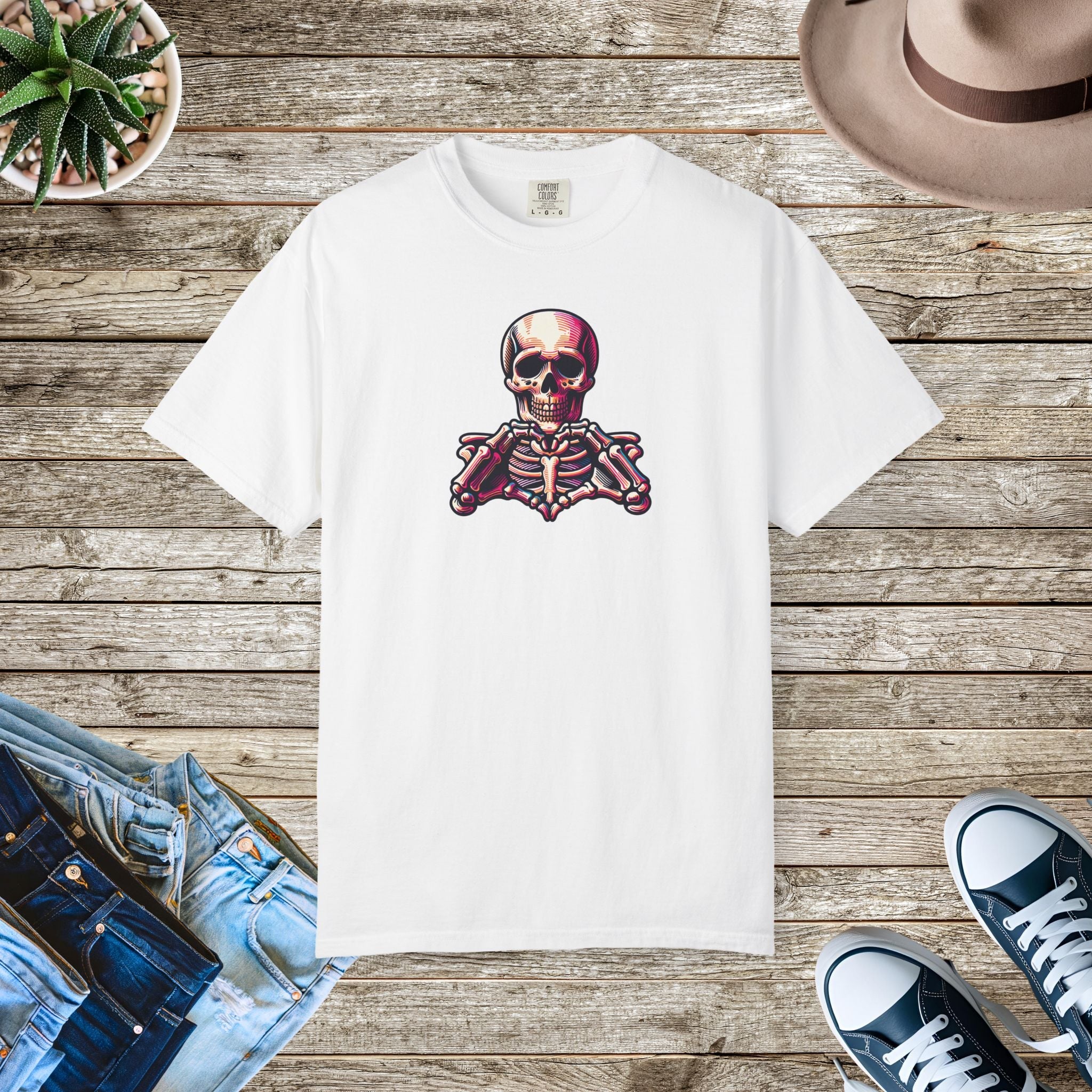 Skeleton With Heart Tee - Soft Cotton Garment-Dyed - DipaliZ