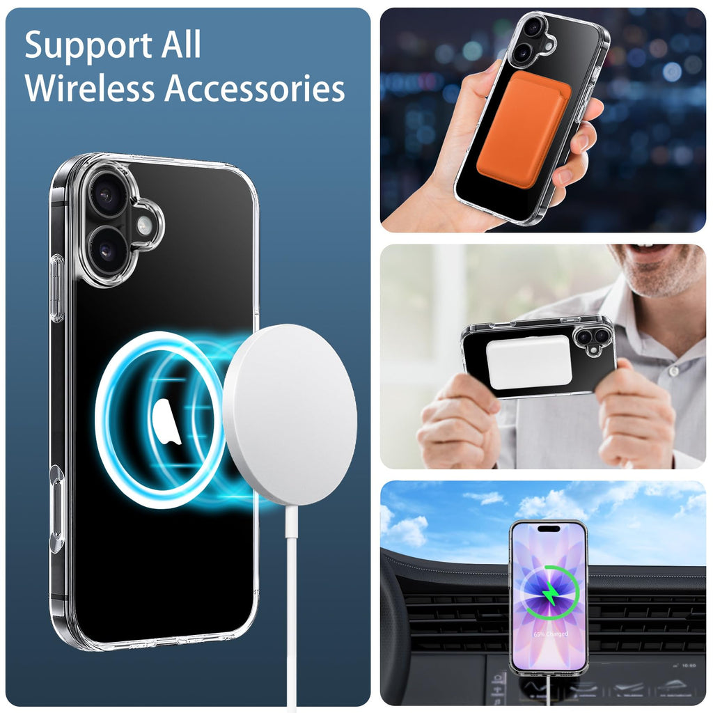 iPhone 17 Magnetic Case Clear — 42 Built-In Magnets, Transparent Anti-Scratch Shockproof Slim Cover, Compatible with MagSafe & Wireless Charging