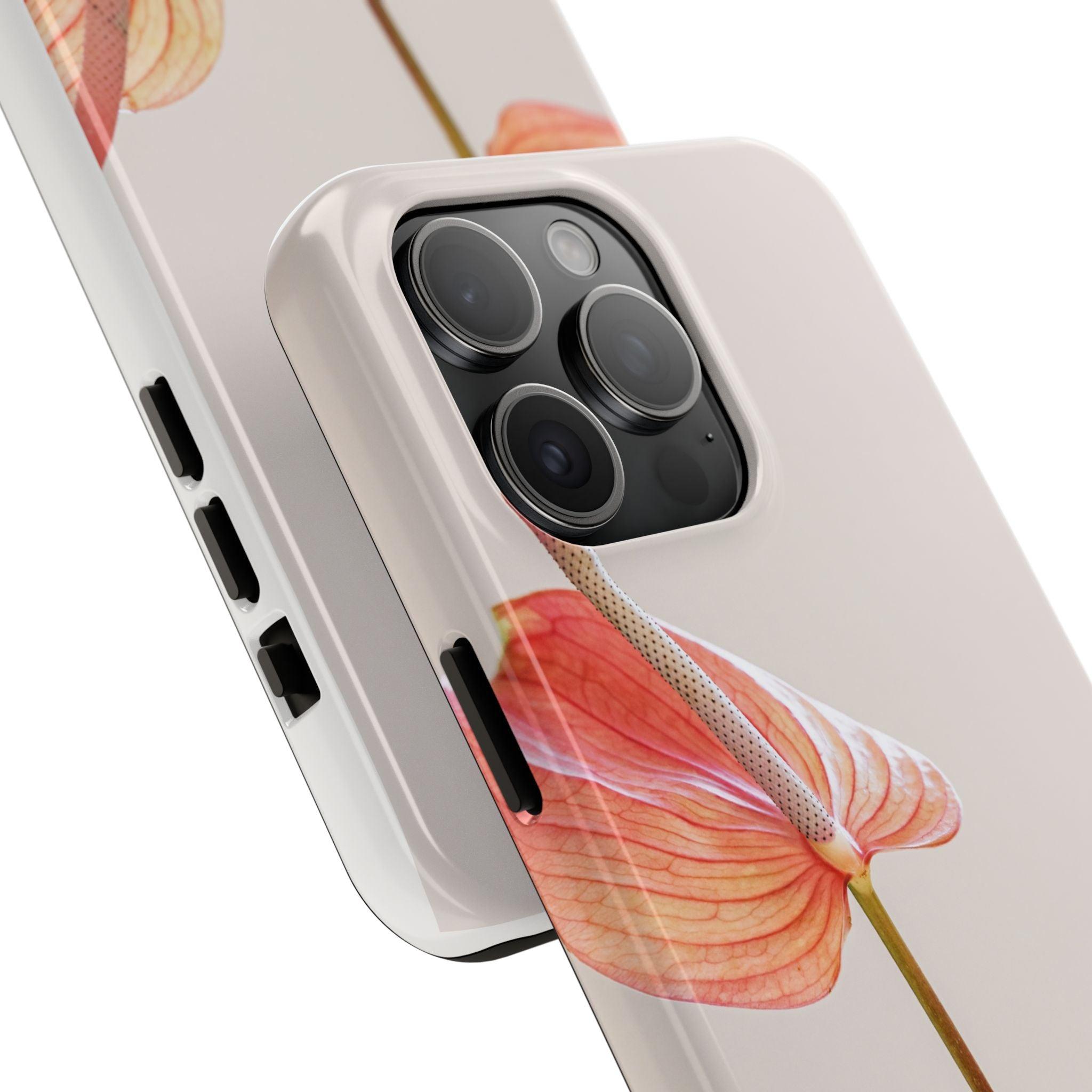 Orange Flower with Leaves Tough Phone Cases