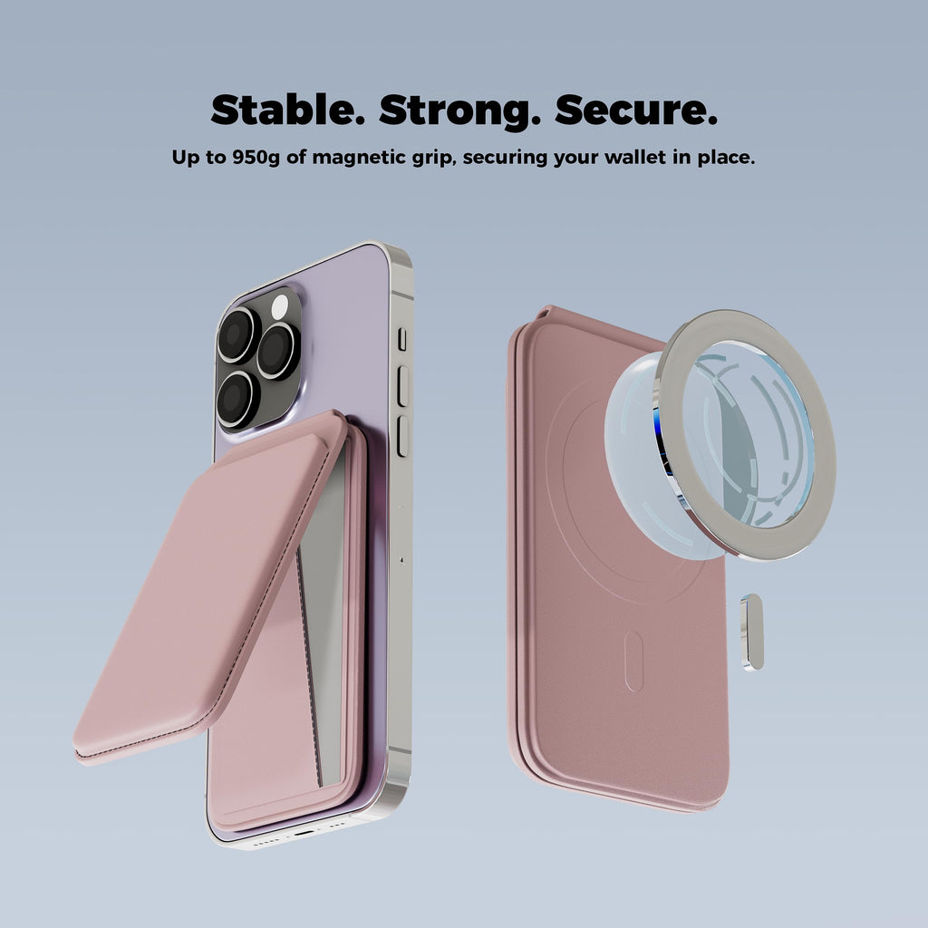 MagSafe Wallet & Stand — Slim Vegan Leather Card Holder with N52 Magnets for iPhone 17/16/15/14/13/12