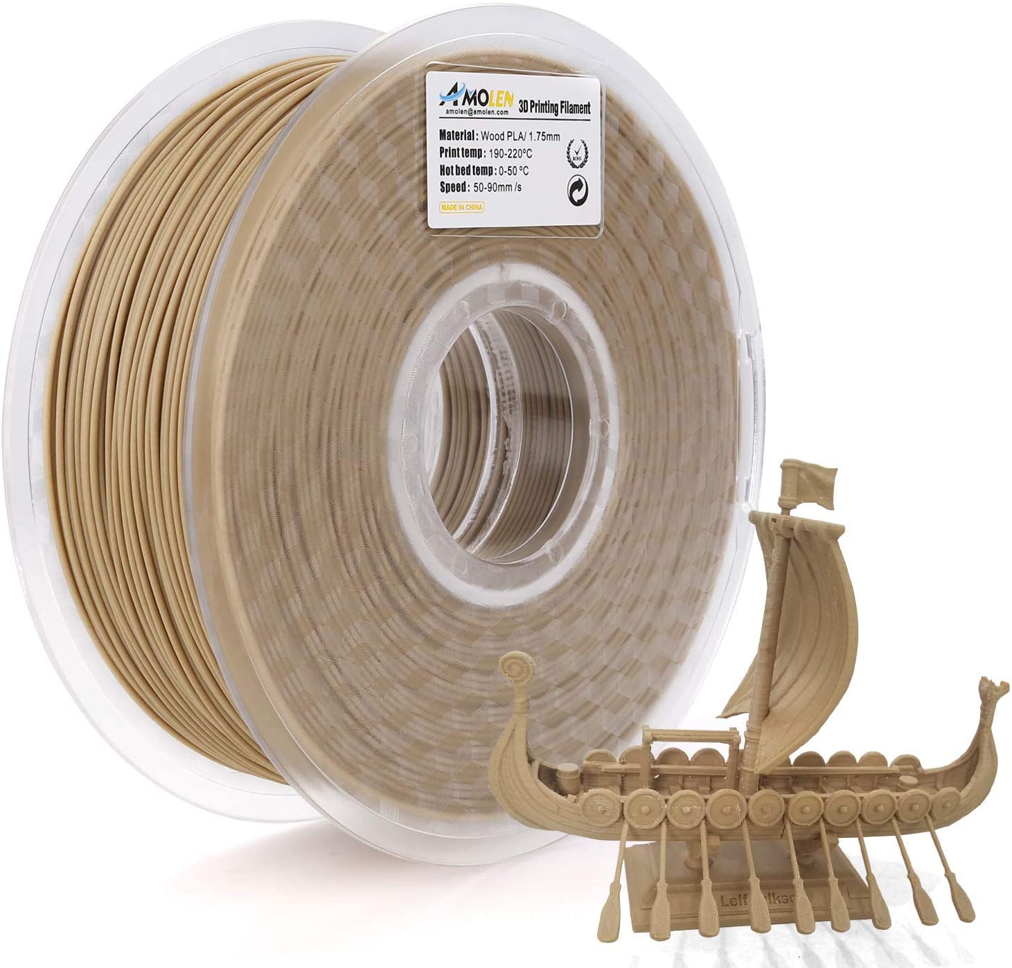 PLA Wood 1.75mm, 1KG/2.2LB