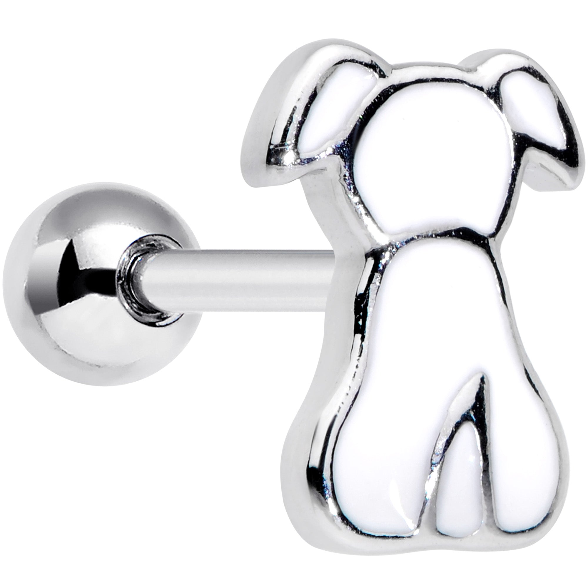 16G 1/4 White Sitting Dog Cartilage Tragus Earring