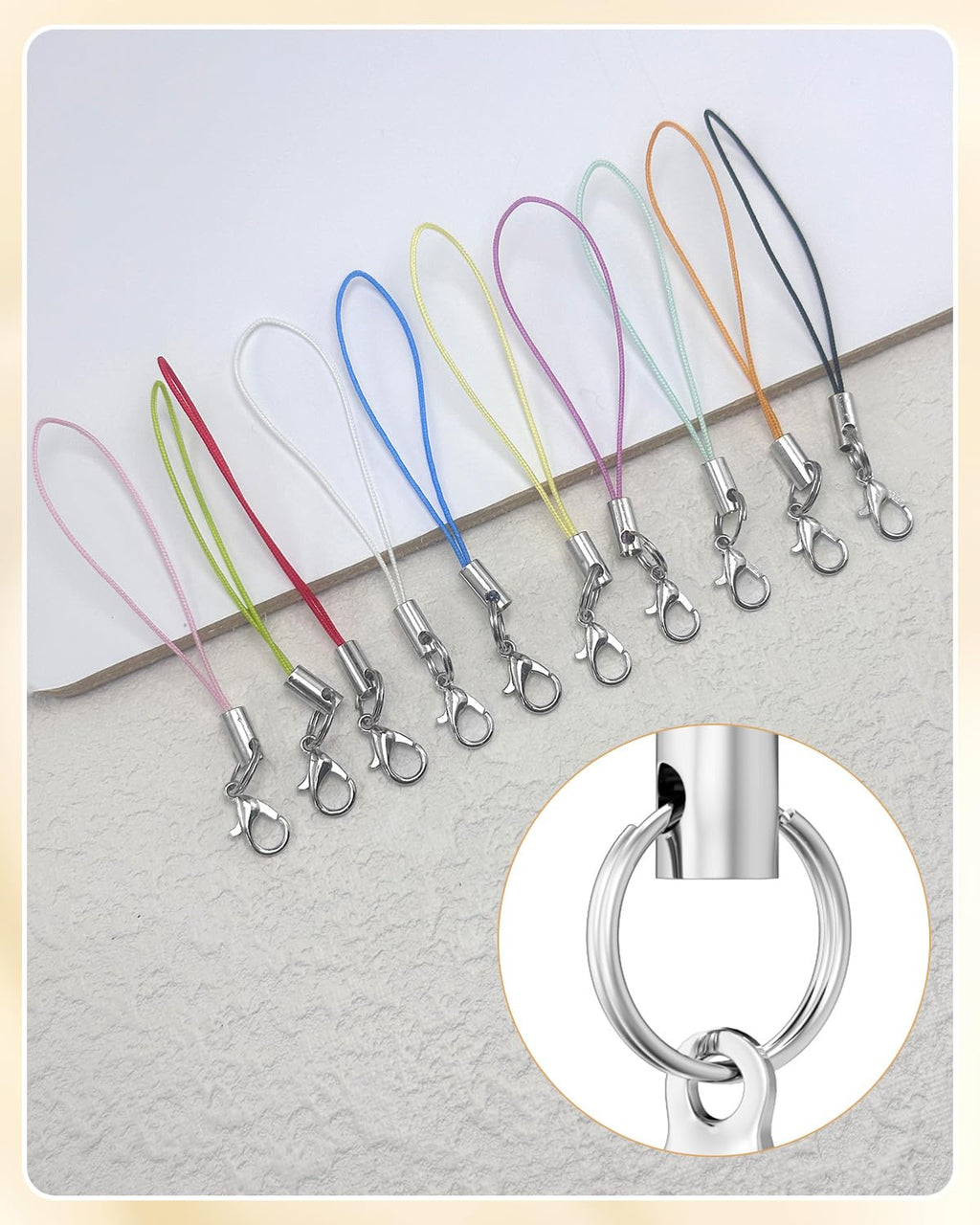 Phone Charm Straps 100 Pack — Lobster Clasp Lanyard for Cell Phone, USB, Keychains & DIY Jewelry