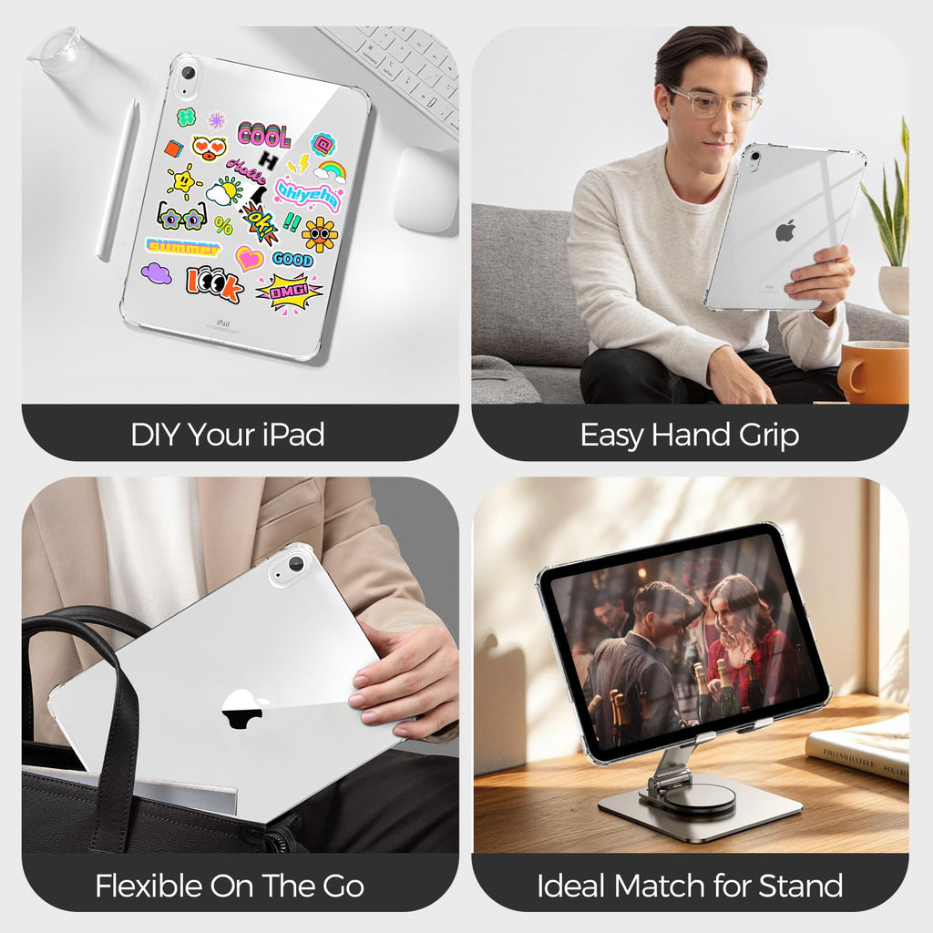 iPad 11th Gen 2025 & 10th Gen Clear Case — Slim Shockproof Transparent TPU Cover for iPad A16 11" & iPad 10.9"