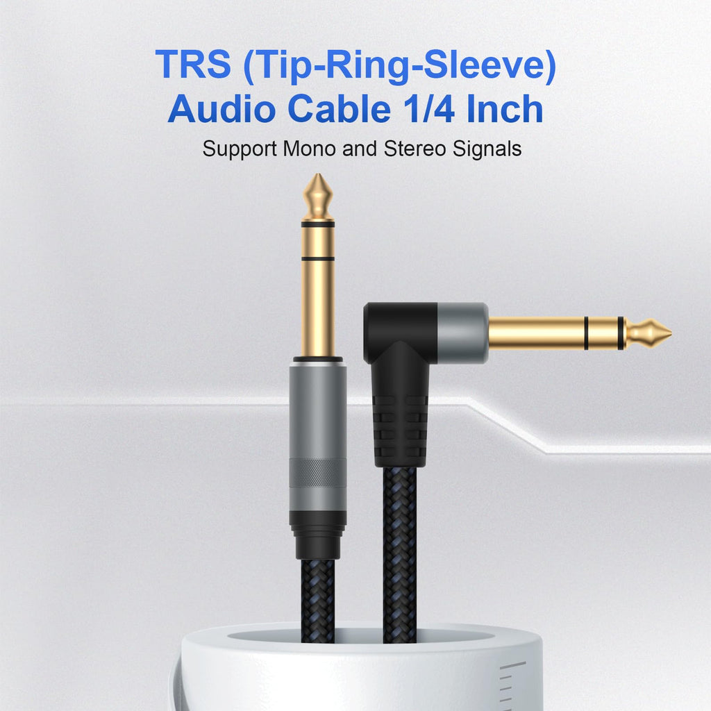 1/4" TRS Stereo Cable 2 Pack 10FT — Balanced Noise-Free Audio Cable for Guitar, Mixer & Studio Monitor