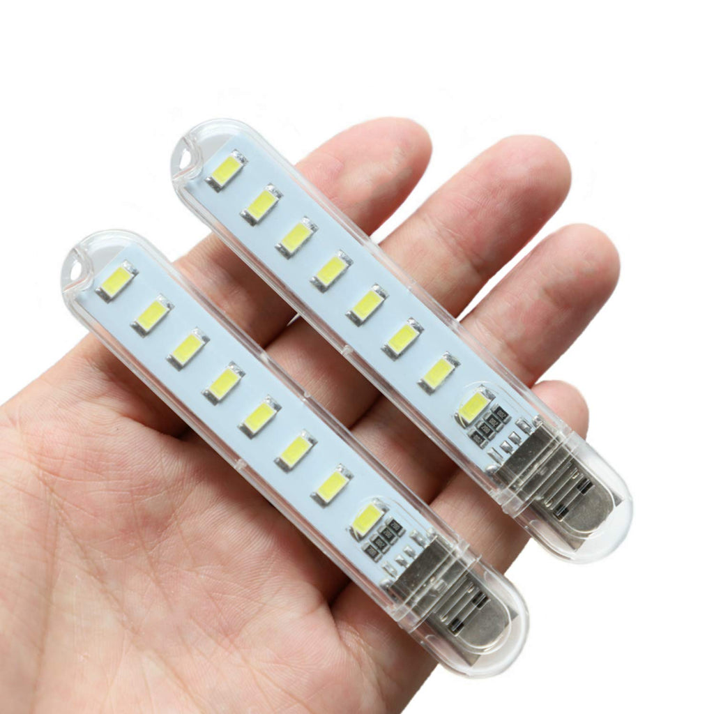 USB LED Light Stick 4 Pack — Portable 8-Bead White Night Light for Power Bank, Power Station & Emergency