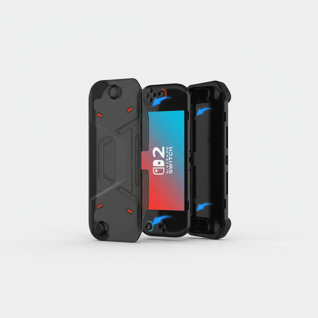 Nintendo Switch 2 (2025) Protective Case – Shockproof TPU + PC Grip Cover, Anti-Scratch, Easy Install, Black