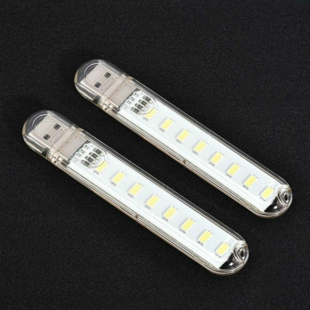 USB LED Light Stick 4 Pack — Portable 8-Bead White Night Light for Power Bank, Power Station & Emergency
