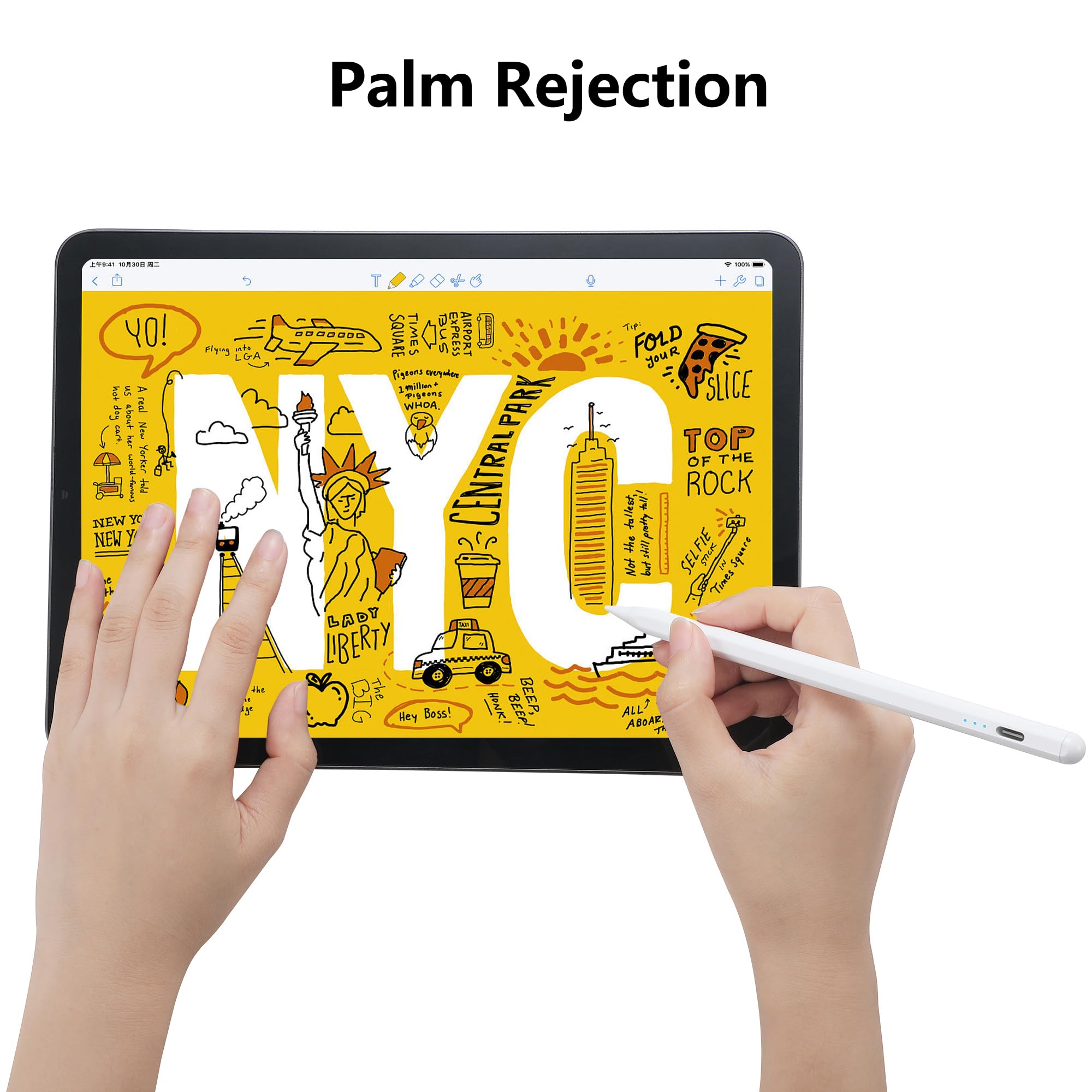 Stylus Pen for iPad Pencil Fast Charging Apple iPad Pen 10th&9th Generation,Palm Rejection,Tilt Sensitivity