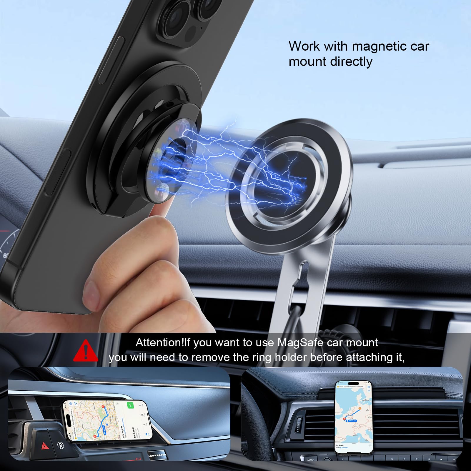 MagSafe Magnetic Phone Ring Holder — Dual-Sided Finger Grip Kickstand for iPhone 17/16/15/14 & Samsung