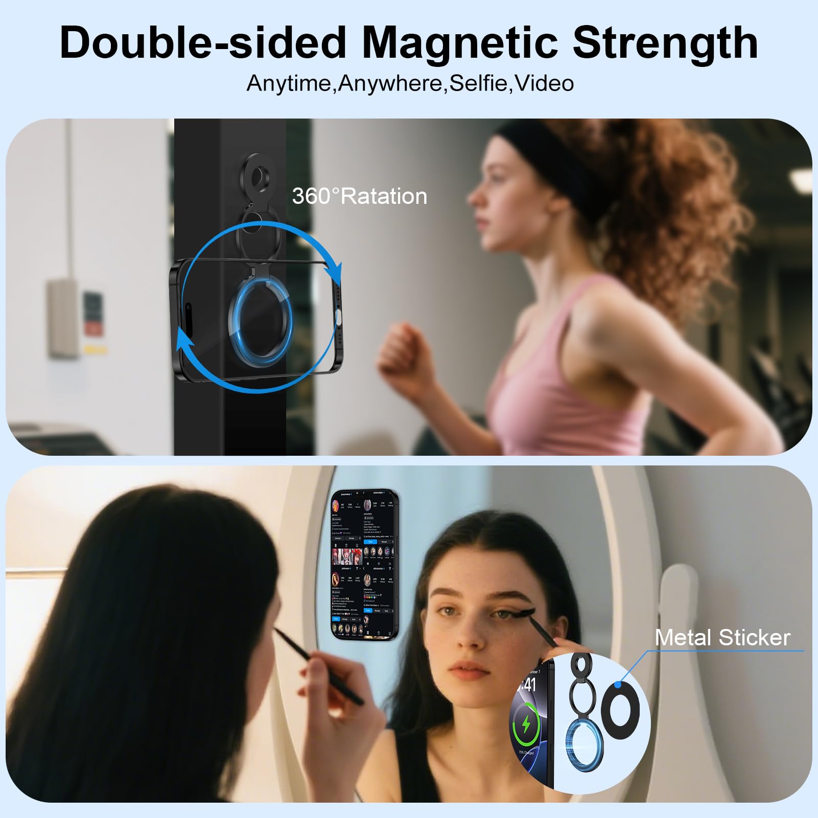 MagSafe Magnetic Phone Ring Holder — Dual-Sided Finger Grip Kickstand for iPhone 17/16/15/14 & Samsung