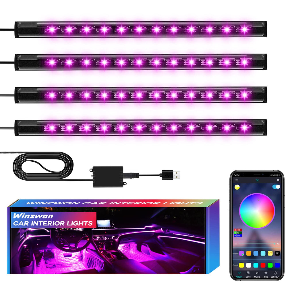 Car Interior LED Lights — Music Sync App Control Color Changing USB Strip Lights for Car & Truck