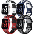 Apple Watch Sport Bands 4 Pack — Breathable Silicone Straps for Series 1-11, SE & Ultra 38mm-49mm