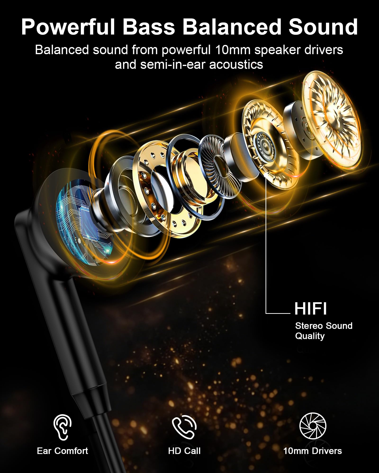 USB-C Wired Earbuds with Mic – Type C Earphones for iPhone 17/16/15, Samsung Galaxy S26/S25/S24 & Android