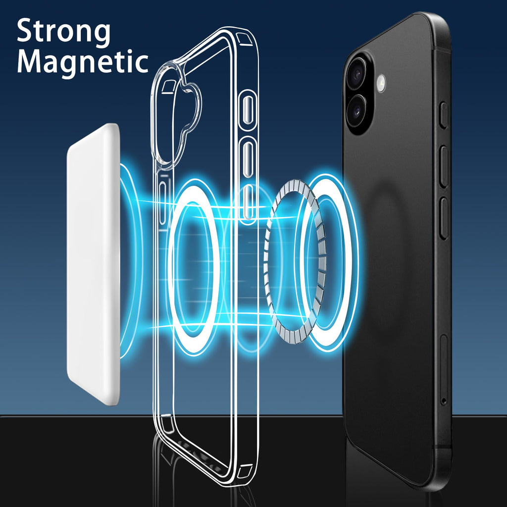 iPhone 17 Magnetic Case Clear — 42 Built-In Magnets, Transparent Anti-Scratch Shockproof Slim Cover, Compatible with MagSafe & Wireless Charging