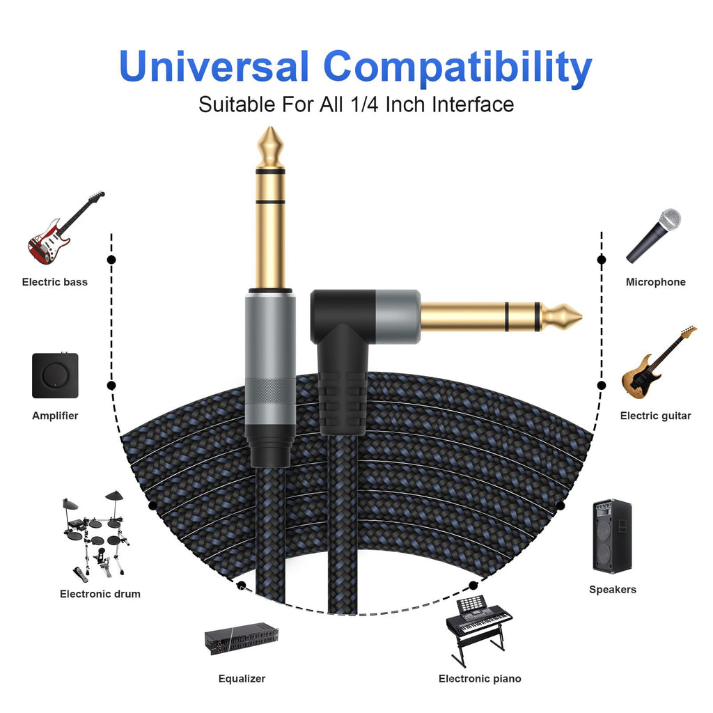 1/4" TRS Stereo Cable 2 Pack 10FT — Balanced Noise-Free Audio Cable for Guitar, Mixer & Studio Monitor