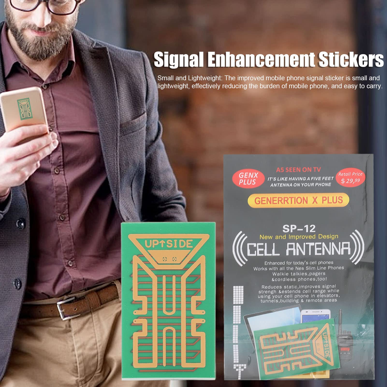 Phone Signal Booster Stickers 5 Pack — Mobile Antenna Enhancer for Elevators, Tunnels & Dead Zones