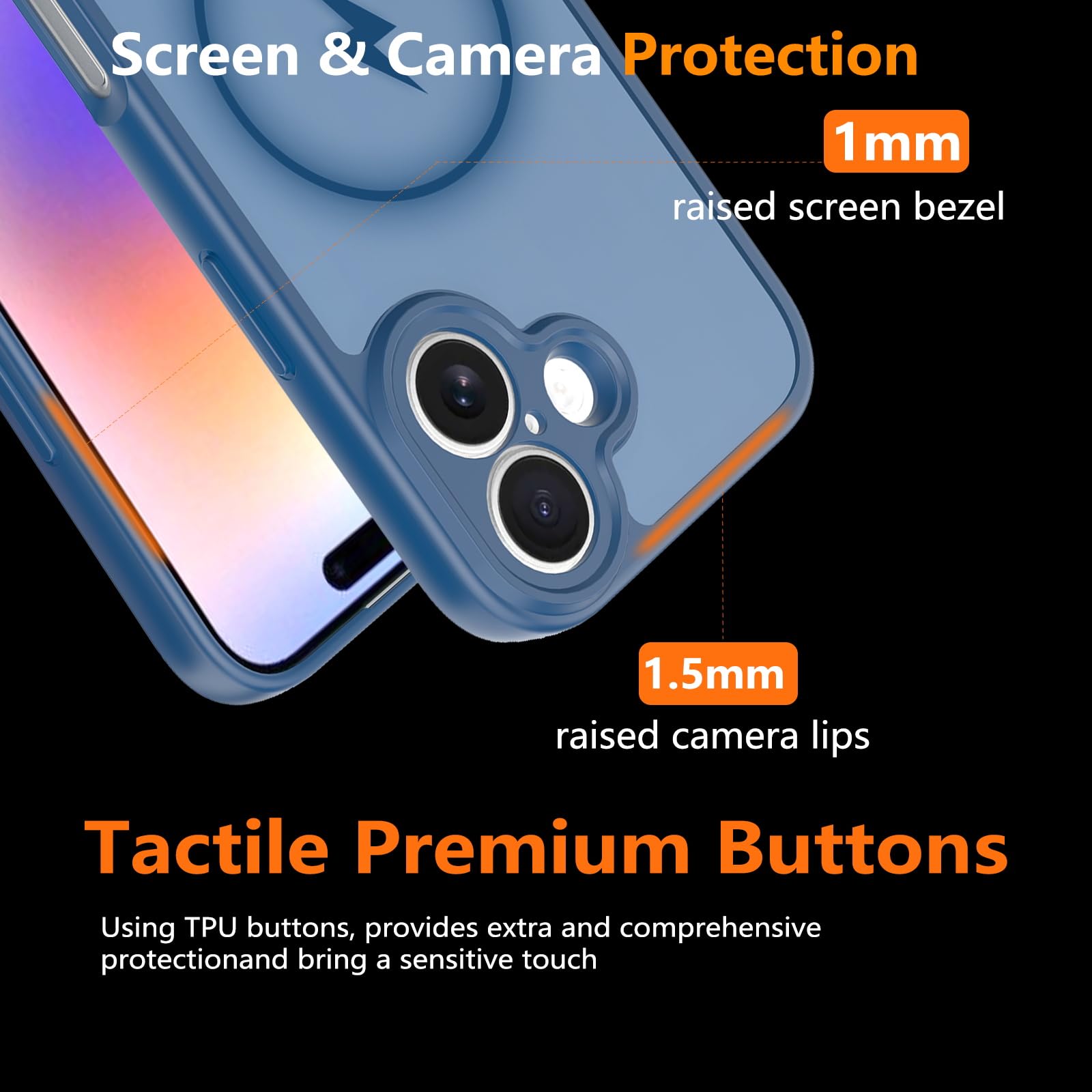 iPhone 17 Case Blue — Military Grade Shockproof, 360° Full-Body Protection, Scratch-Resistant Anti-Smudge Cover, MagSafe & Wireless Charging Compatible