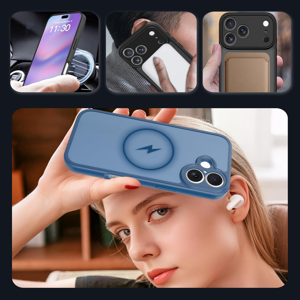 iPhone 17 Case Blue — Military Grade Shockproof, 360° Full-Body Protection, Scratch-Resistant Anti-Smudge Cover, MagSafe & Wireless Charging Compatible