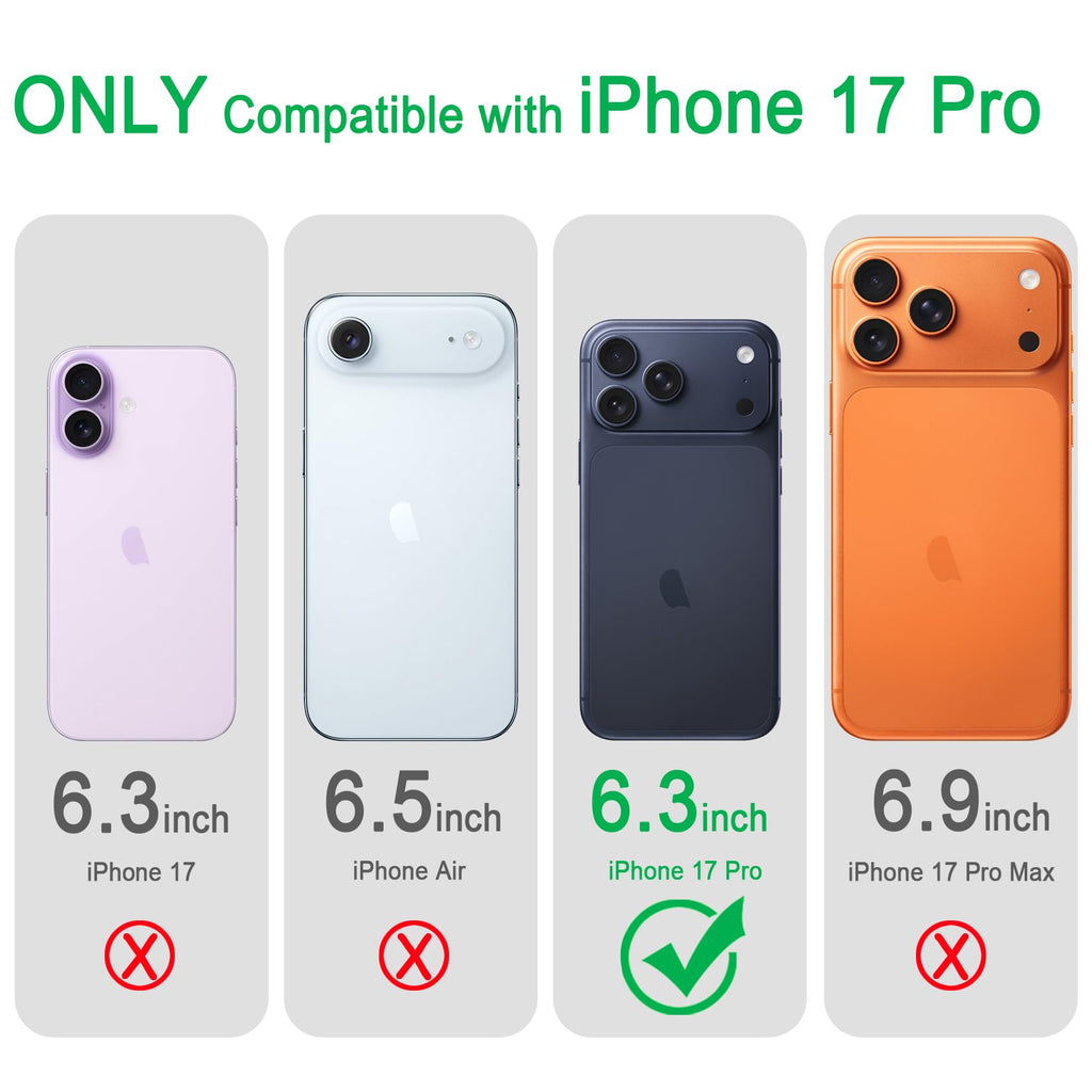 Glitter Magnetic Case for iPhone 17 Pro – Slim Shockproof Clear Back Cover, MagSafe & Wireless Charging Compatible, Anti-Scratch Protective Phone Case for Women