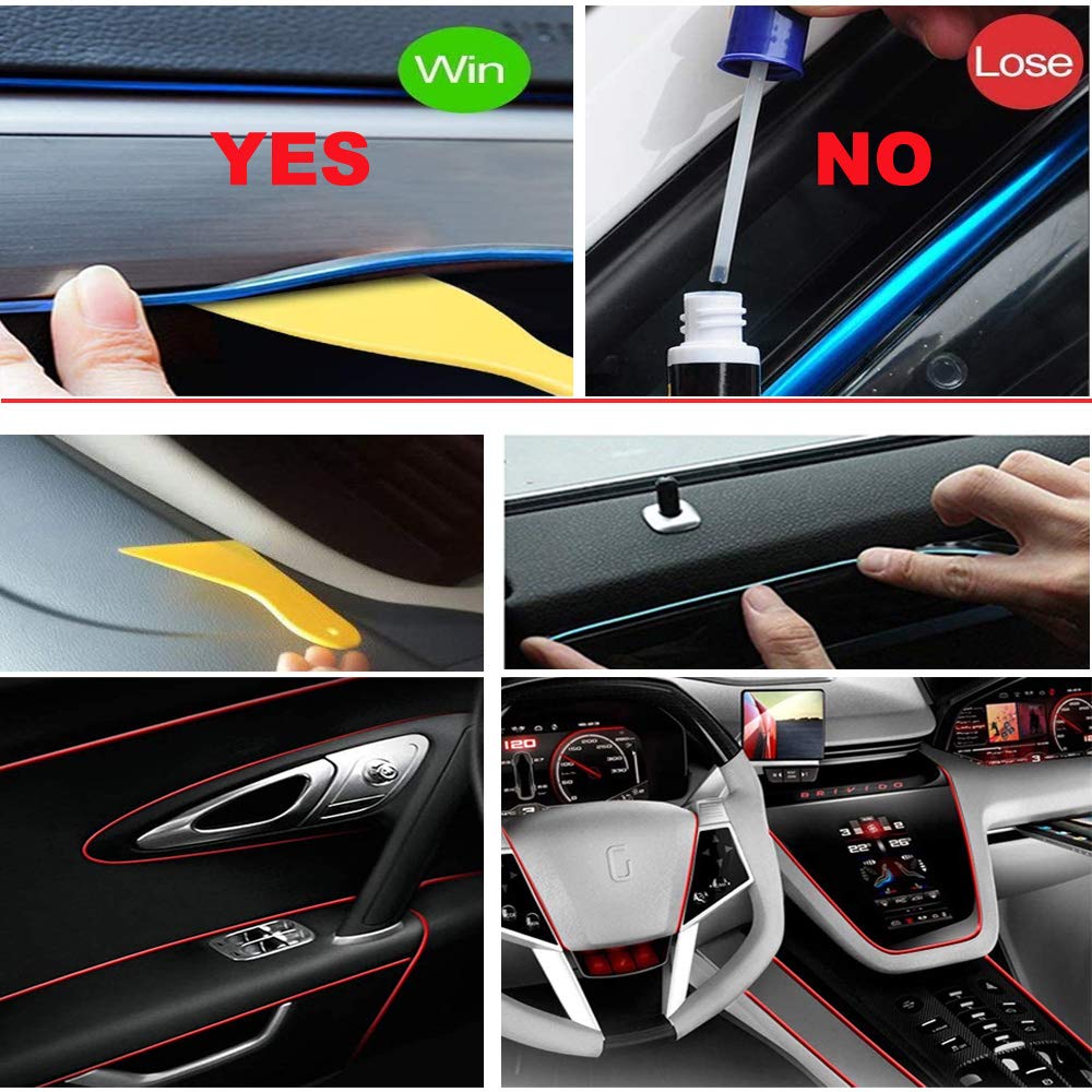 Blue EL Wire Car Interior Neon Strip Lights 2M — USB 5V with Fuse Protection for Dashboard & Trim