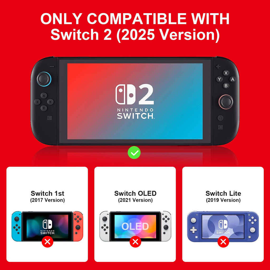 Nintendo Switch 2 (2025) Protective Case – Shockproof TPU + PC Grip Cover, Anti-Scratch, Easy Install, Black