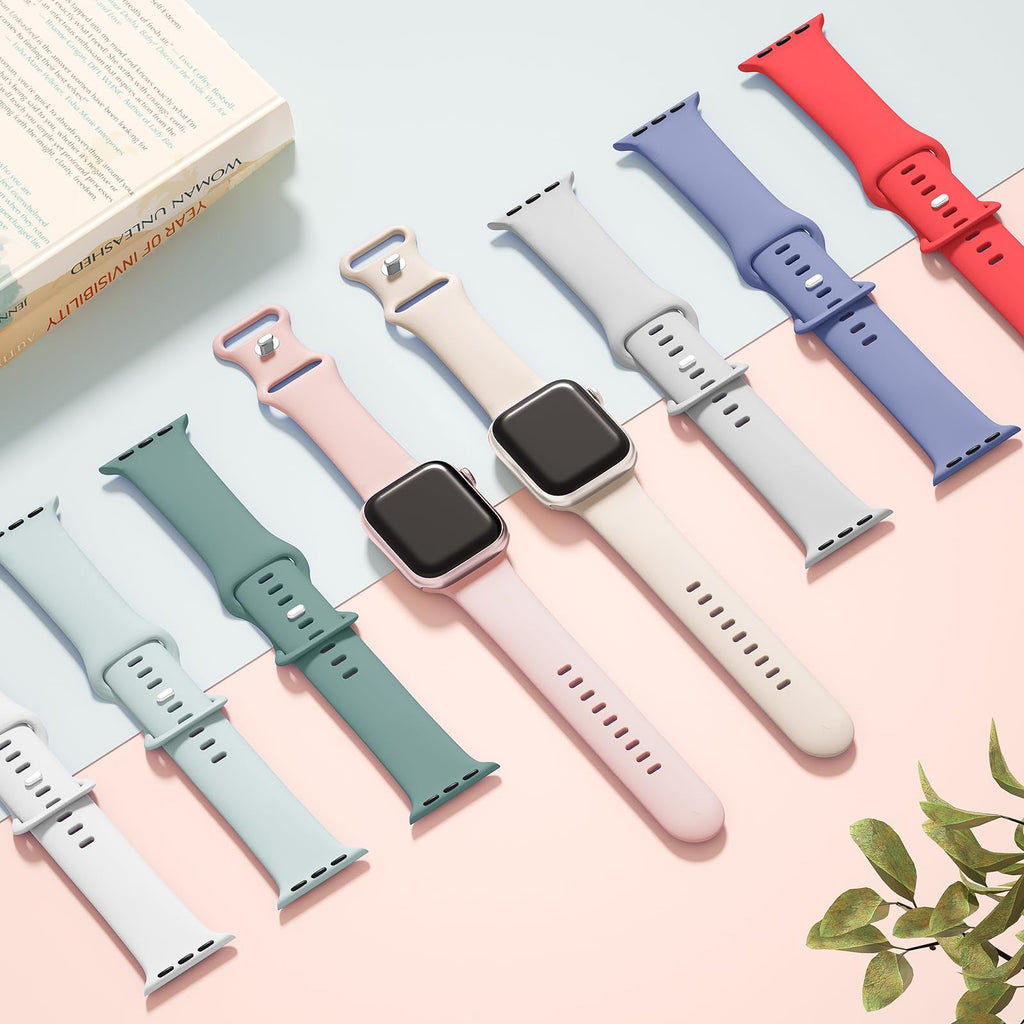 Apple Watch Sport Silicone Band — Waterproof Soft Replacement Strap for Series 1-9, SE & Ultra 38mm-49mm
