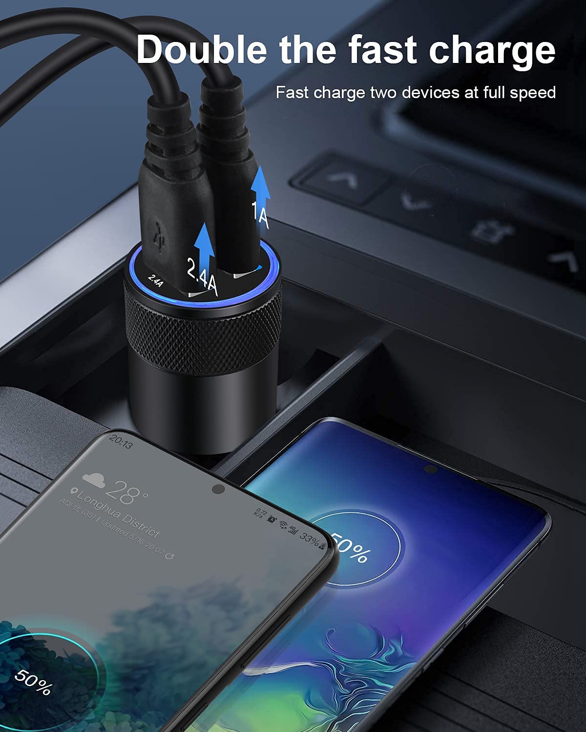 Dual Port USB Car Charger 2 Pack — 3.4A Fast Charge for iPhone 17/16/15/14, Samsung Galaxy S25/S23 & iPad