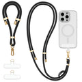 4-in-1 Phone Lanyard & Wrist Strap Kit — Adjustable Crossbody Neck Lanyard, Anti-Theft Wrist Strap with 2 Tab Patches, Universal Hands-Free Phone Strap for iPhone 17 Pro Max & All Smartphones, Black