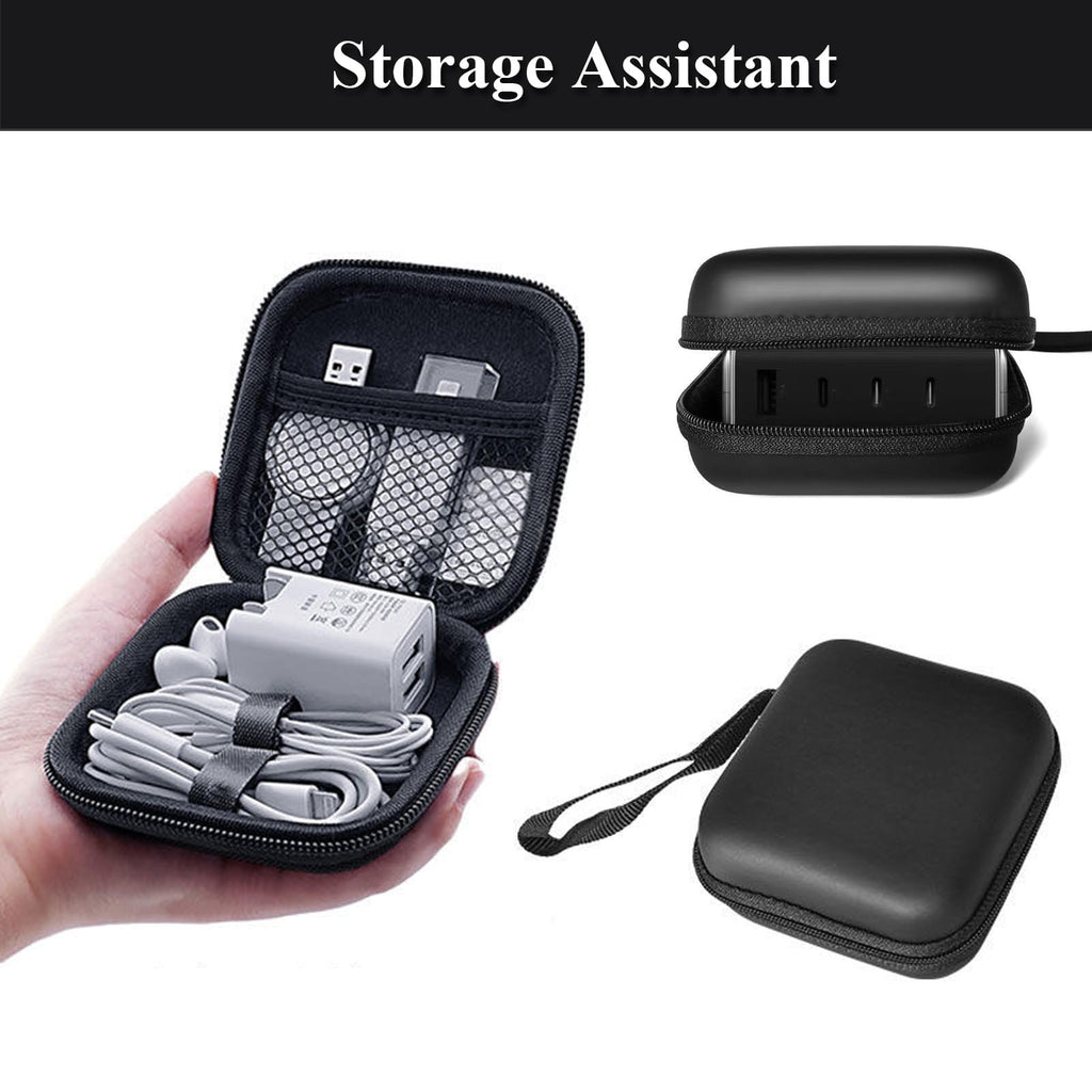 Mini Waterproof Charger Organizer Case — Small Cable Pouch Bag for USB Drives, Earphones & Cords, Black