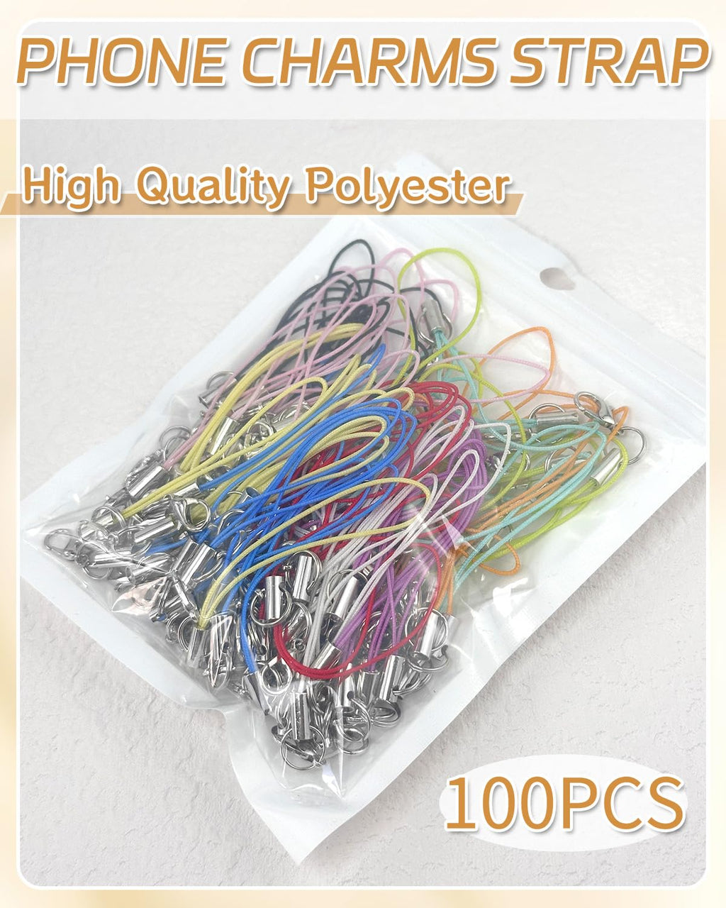Phone Charm Straps 100 Pack — Lobster Clasp Lanyard for Cell Phone, USB, Keychains & DIY Jewelry