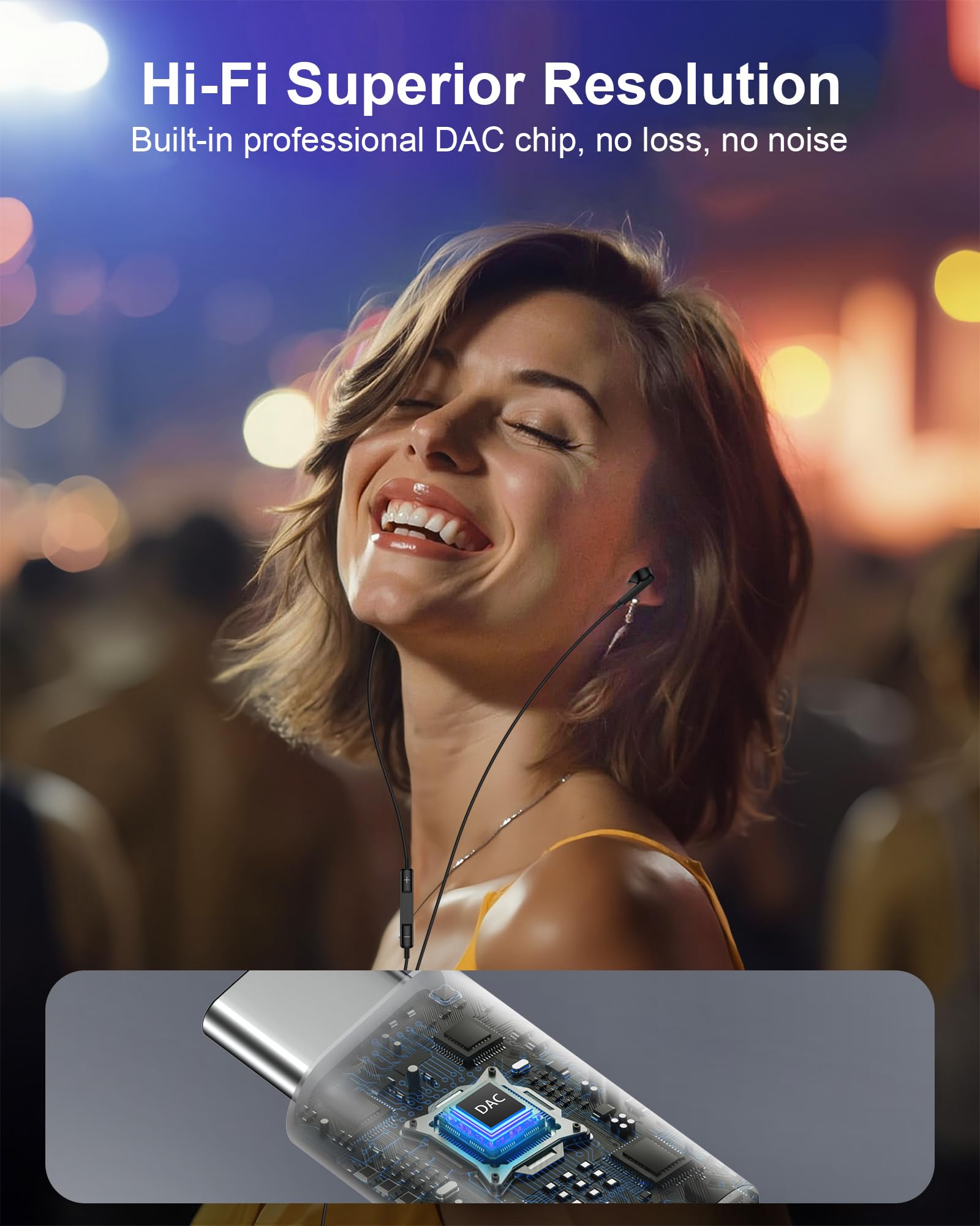USB-C Wired Earbuds with Mic – Type C Earphones for iPhone 17/16/15, Samsung Galaxy S26/S25/S24 & Android