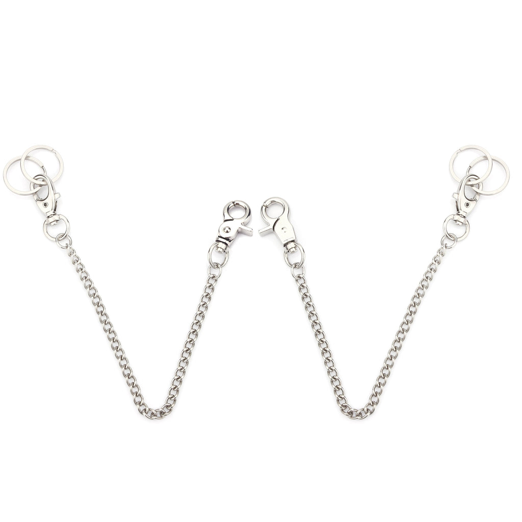 Wallet Chain 2 Pack 8" — Heavy Duty Pocket Keychain Lobster Clasp & Key Rings for Jeans & Belt, Silver